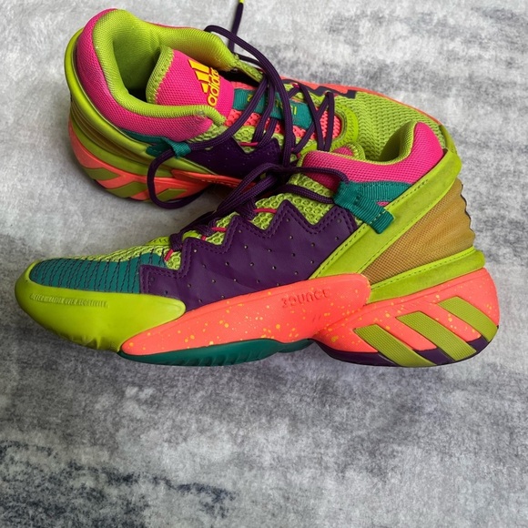 Adidas Kids' Neon Green and Pink Sneakers - Picture 3 of 8